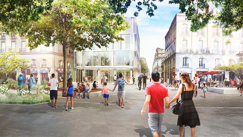 Aménagement des rues adjacentes au nouvel immeuble Fleuriot de Langle © Agence Jacqueline Osty & associés. Aménagement des rues adjacentes au nouvel immeuble Fleuriot de Langle © Agence Jacqueline Osty & associés.