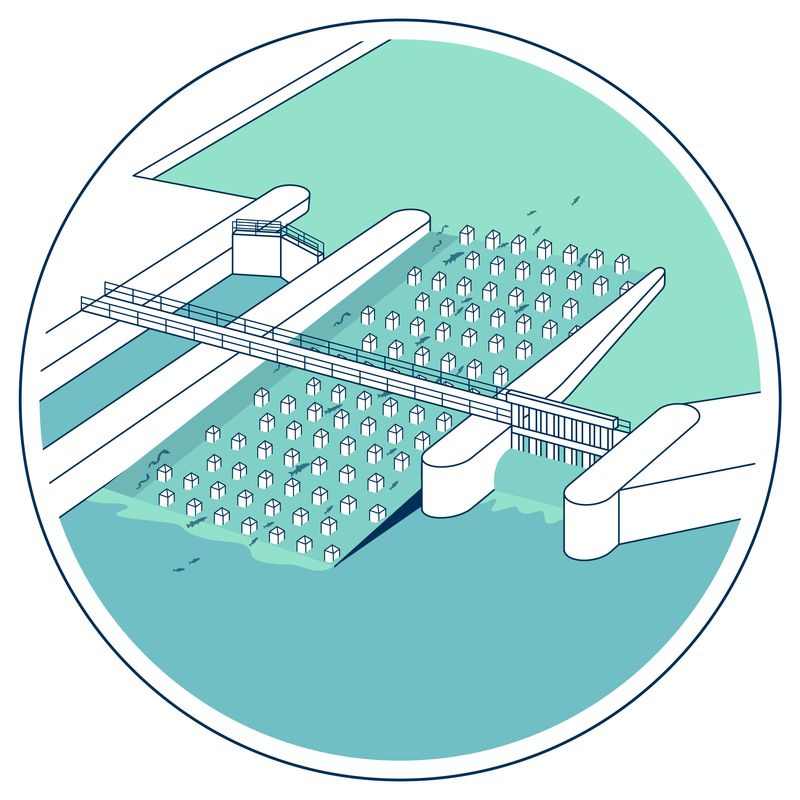 Fonctionnement de la nouvelle passe à poissons de la Chaussée des Moines © Opixido / Département de Loire-Atlantique