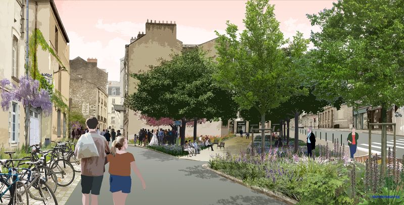 Les premières plantations seront réalisées en mai. Elles donneront un avant-goût d’une transformation plus vaste. Le projet se poursuivra en 2027 pour faire place à la nature et aux piétons. © Map Paysagistes