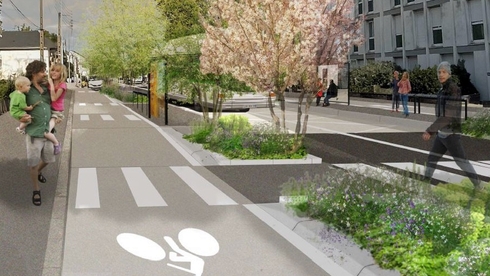 Axe cyclable gare - Bottière Chénaie - Automne 2024. Lancement des travaux d’un axe magistral continu de 3,5km qui sera livré courant 2025 et permettra de développer et sécuriser la circulation cyclable.